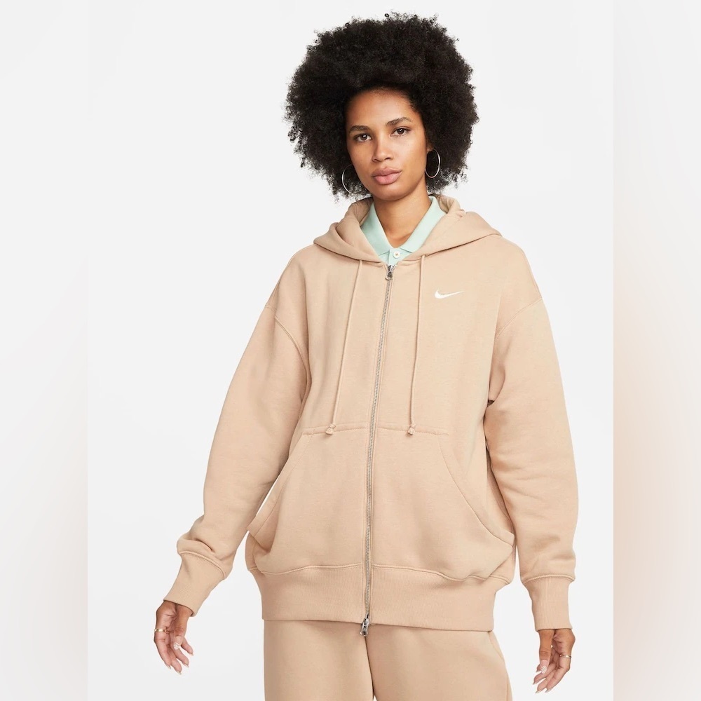 Nike beige brown zip up hoodie jacket - M